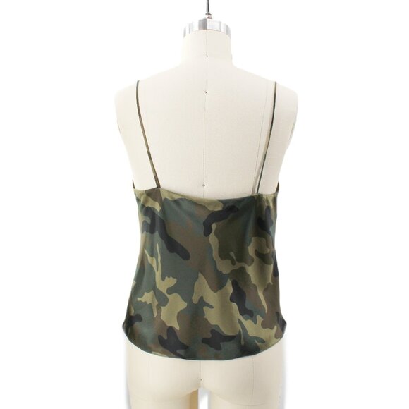 Alice + Olivia Harmon Top Camo Cami Drape Slip Tank Cowl Neck Camisole Green S - Picture 6 of 14